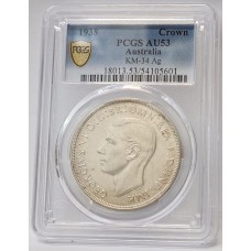 AUSTRALIA 1938 . CROWN . PCGS AU53